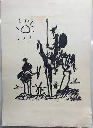 Cuando el protagonista, don quijote, decide armarse de caballero andante y emprender aventuras, le pide a su vecino sancho panza que sea su. Cartel Cervantino Dibujo De Don Quijote Y Sancho Panza Karte Libreria Raices