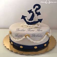 Birthday Cake With Name And Photo For Boy Best Anchor Name Birthday Cake Nautical Birthday Cakes Birthday Cake Write Name Boat Cake