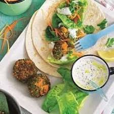 sweet potato and pea falafel with