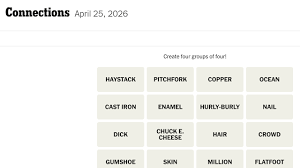 NYT ‘Connections’ Hints, Clues and Answers Saturday, April 25, 2026