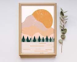 Boho Living Room Wall Decor Gallery Wall Set Burnt Orange Etsy Boho Wall Art Orange Wall Art Boho Room Decor