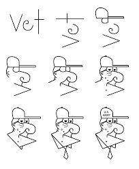 Tutorial Showing How To Draw An Elderly War Veteran Using The Word Vet Remember To Turn The Word Sideways Drawing Tutorial Drawings Draw