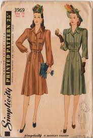 Vintage 1940s Simplicity Sewing Pattern 3969 Women S Long Sleeve Dress Bust 36 Hip 39 Women Long Sleeve Dress Vintage Outfits Vintage Fashion