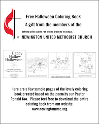Spiders in their webs, scaredy cats and crazy bats. Halloween Coloring Book From Newington United Methodist Church Newington United Methodist Church