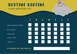 yellow and green bedtime routine reward chart templates by