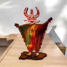 Colorful TINY Vejigante Puerto Rican Flag Wood Figure for Desk or Shelf,  Puerto Rico Art, Housewarming Gift for Best Friend, Gift for Boss