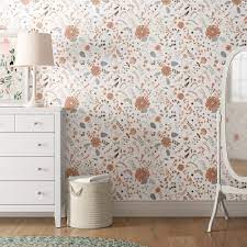 Sophisticated and chic, add instant flair to any space or decor with bohemian orange and blue peel and stick wall decor. Grovelane Alexis Removable Bohemian Flower 4 17 L X 25 W Peel And Stick Wallpaper Roll Wayfair