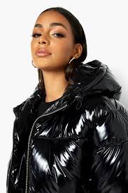 High gloss puffer jacket clearance