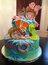 Adorable Beach Cake With Flip Flops And Cute Children With Snorkels We Love And Had To Share Pool Party Cakes Pool Cake Party Cakes