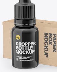 Download Glossy Dropper Bottle With Kraft Paper Box Mockup In Box Mockups On Yellow Images Object Mockups