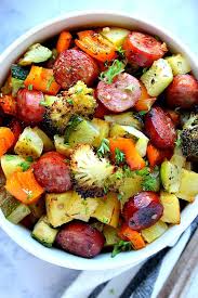 Dont cook the cabage too long. Healthy Sheet Pan Sausage And Vegetables Recipe Crunchy Creamy Sweet