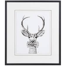 Stag With Bow Tie Framed Picture 215 Liked On Polyvore Featuring Home Home Decor Wall Art Fra Art Display Wall Animal Wall Art Black And White Wall Art