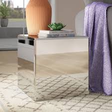 Charee Mirrored Cube End Table End Tables Contemporary End Tables Mirrored End Table