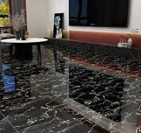 Modern 600x600mm Ceramic Tile High-Gloss Dark Black with Golden Vein Design  for Interior Villa Wall Floor Decoration