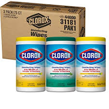 Clorox disinfecting wipes, bleach free cleaning wipes, fresh scent, moisture seal lid, 75 wipes, pack of 3 (new packaging) $11.97 ($0.05/count) in stock. Clorox Disinfecting Wipes Value Pack 3 Canisters Of 75 Wipes Each 2 Lemon Canister And 1 Fresh Scent Canister