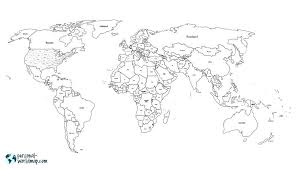 World map poster black and white can be searched on the web as it is available freely. World Map With Country Names Printable New Map Africa Printable Black And White World Map Black And White Wit Weltkarte Zum Ausmalen Weltkarte Umriss Weltkarte
