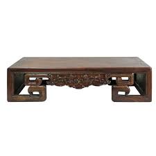Chinese Brown Wood Scroll Rectangular Table Top Stand Display Ease Antique Chinese Furniture Rectangular Table Furniture