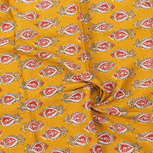 If you intend to have the fabric screen printed. Buy Yellow Gray And Red Floral Pattern Block Print Rayon Fabric 15052