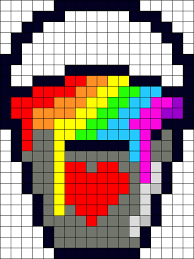 Bucket Of Rainbow Perler Bead Pattern Bead Sprite Minecraft Pixel Art Pixel Art Grid Pixel Art