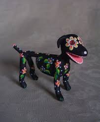 Miniature Day Of The Dead Art Sugar Skull Black Dog Skeleton Animal Sugar Skull Art Day Of The Dead Art Skull Art