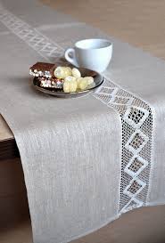 Linen Table Runner Wedding Party Table Decor Rustic Festive Lace Table Setting Natural Eco Friendly Runner Cottage Chic Beige Long Runner Mesa Com Renda Linho Natural Corredores De Mesa