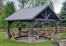 The traditional shape of corrugated sheet metal is round and wavy. Alpine Wooden Pavilion Green Acres Outdoor Living Backyard Pavilion Backyard Patio Backyard Pergola