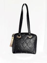 Black And Gold Purse Faux Leather Purse Diamond Design Faux Leather Bag Black Shoulder Strap Bag Medium Handbag Vegan Lea Faux Leather Bag Faux Leather Purse Shoulder Strap Bag