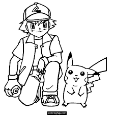 Pokemon Ash Ketchum And Pikachu Anime Coloring Page Printable For Pokemon Coloring Pages Pikachu Coloring Page Pokemon Coloring