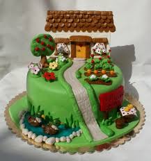 House With Garden Birthday Cakes House Cake Garden Birthday Cake Farm Animal Cakes