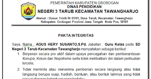 Inilah beberapa contoh integritas di sekolah atau pendidikan yang rendah sekolah. Contoh Surat Pakta Integritas Guru Untuk Kenaikan Pangkat Wawasan Pendidikan Nusantara