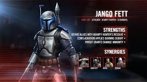 Notorious bounty hunter that exploits debuffed foes and inflicts burning. Kit Reveal Jango Fett Star Wars Galaxy Of Heroes Forums