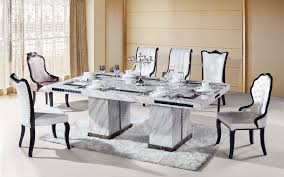 Constructed from durable materials, this table is stain and scratch resistant for use as a kitchen table, a computer desk, a craft table, and more. Home Decoration Modern Marble Dining Room Table