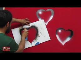إصنع بنفسك أجمل ديكور لظهر السرير بقطعه كرتون وزجاجه سبراى 3d Hearts Spray Paint Youtube 3d Wall Painting Creative Wall Painting Wall Paint Designs