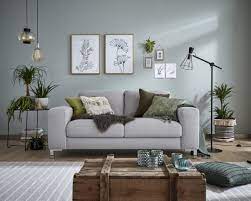 Wohnraum Mit Dschungel Flair Wohnzimmer Graues Sofa Wohnzimmer Innenraumfarben