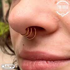 Healed Triple Septum Upgraded To Rose Gold Seam Rings By Lynn At Kittenflower Piercing