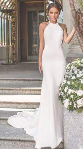 Featuring Giovanna Alessandro 2019 Bridal Sleeveless Halter Neck Simple Minimalist Halter Wedding Dress Sheath Wedding Dress Backless Wedding Dresses Simple