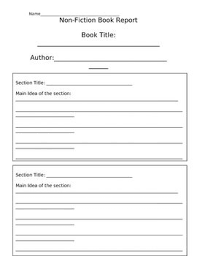 Non Fiction Report Form Nonfiction Book Report Education Inspiration
