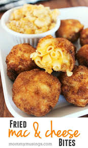 Allow the bacon mac and cheese cups to set and cool a bit in the pan before removing them. Fried Macaroni Cheese Bites Recipe Cheese Bites Recipe Mac And Cheese Bites Cheese Bites
