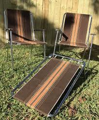 Vintage Lawn Chair Set With Chase Lounge Rv Fold Away Zip Dee Airstream 1970s Ebay Lawn Chairs Chair Set Retro Chair