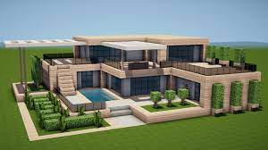 Build MODERN HOUSE with POOL in MINECRAFT TUTORIAL [HOUSE 207] - YouTube