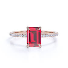 Our exclusive collection of natural ruby engagement rings includes antique style filigree ruby engagement rings, solitaire red ruby engagement rings, affordable pink ruby engagement ring designs, and vintage ruby birthstone engagement rings. Jeenmata 1 25 Carat Emerald Cut Vintage Dark Red Lab Created Ruby Engagement Ring In 18k Rose Gold Over Silver Walmart Com Walmart Com