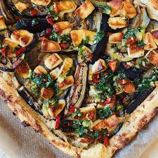Stella's Wardrobe: ROAST AUBERGINE, HALLOUMI & BABA GANOUSH TART WITH  PRESERVED LEMON, CHILLI, MINT & HONEY DRIZZLE
