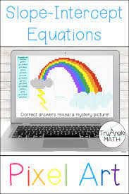 Writing Equations In Slope Intercept Form Digital Pixel Art Writing Equations Equations Slope Intercept