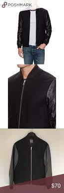 Slate Stone Wool Leather Varsity Jacket Size M Leather Varsity Jackets Jackets Varsity Jacket