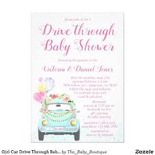 Girl Car Drive Through Baby Shower Invitation Zazzle Com In 2020 Baby Shower Invites For Girl Virtual Baby Shower Invitation Baby Shower Invitations