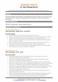 Fine Dining Server Resume Samples Qwikresume