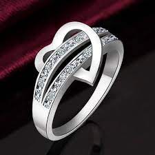 Hot Stainless Steel Heart Female Wedding Ring White Gold Filled Cz Diamond Ste Beautiful Diamond Engagement Ring Sterling Silver Diamond Rings White Gold Rings