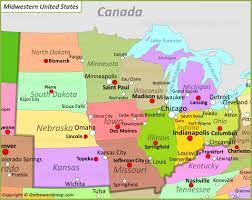 Midwest Map With Capitals Map Of Midwestern United States