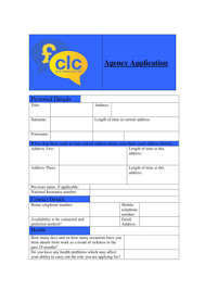 5.2 register the field agent. Fillable Online Field Agent Application Form Clc Finance Fax Email Print Pdffiller