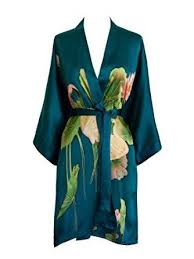 Robot Check Silk Kimono Robe Womens Kimono Silk Kimono